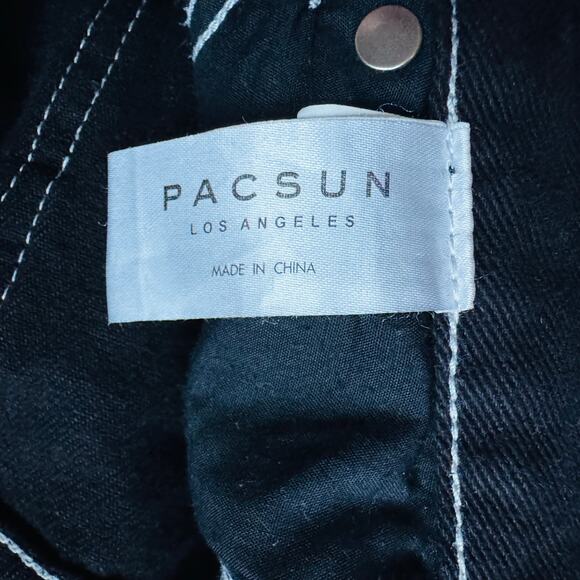 PacSun Women Black Denim Cotton Hi Rise Carpenter Double Knee Workwear Jeans 27 - Picture 6 of 8